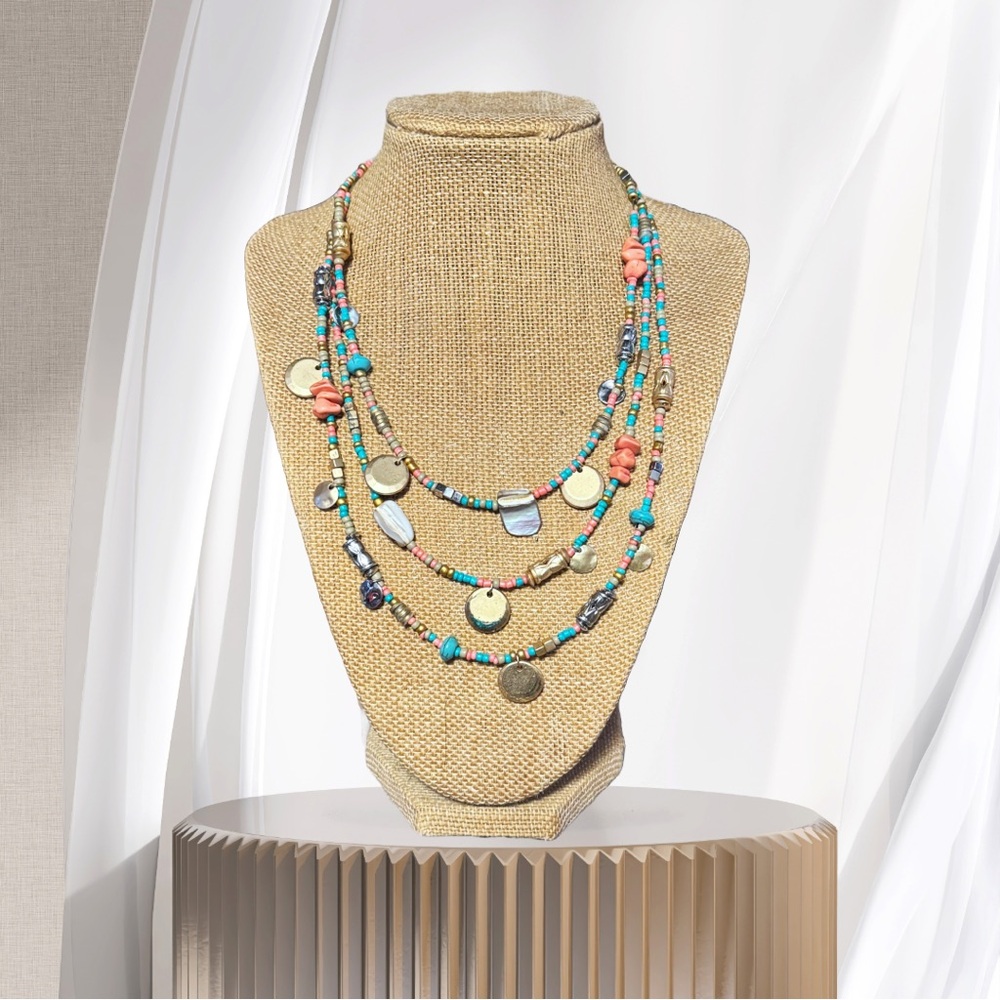 Chicos Multi Layered Multicolor Beaded Necklace - image 1